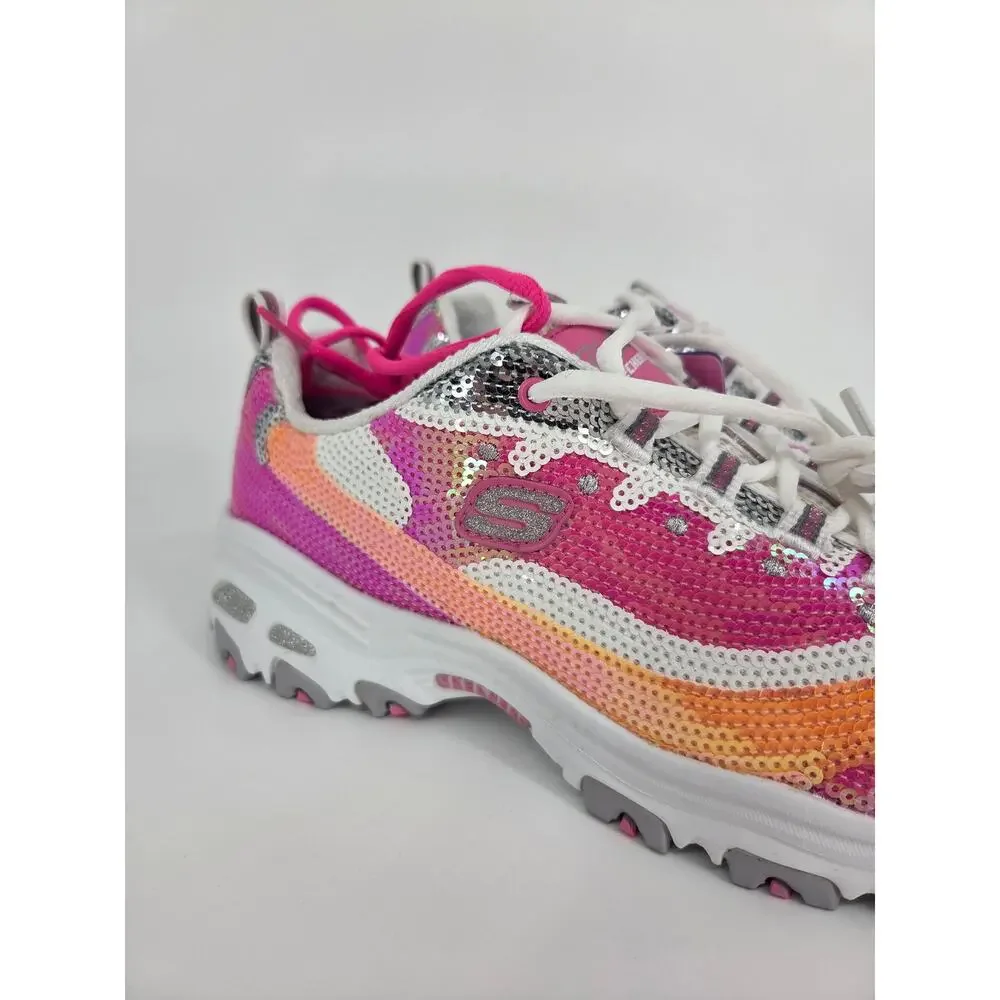 Sketchers D'Lites Made to Shine Pink Sequin Holo Sneaker 90s Vibe NEW Women's 10 - Picture 3 of 13